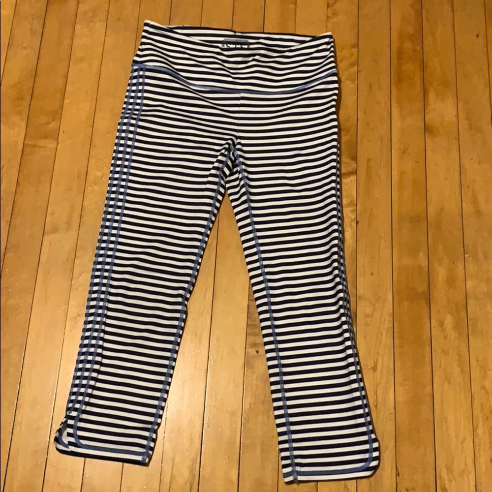 Navy and white striped leggings